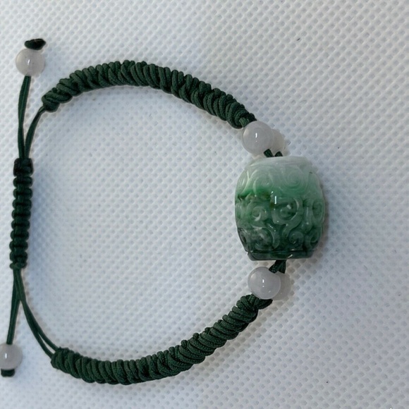 Natural Jadeite Carved Multi-Color Bead Custom Fit Knot Bracelet - Picture 5 of 5